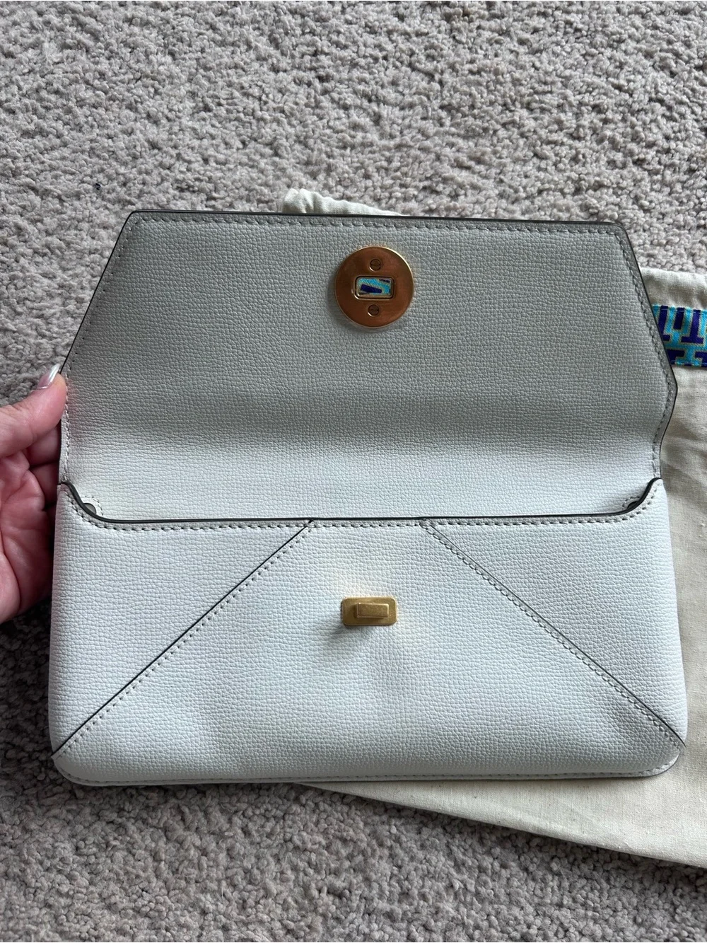 Tory Burch White Leather Envelope Clutch